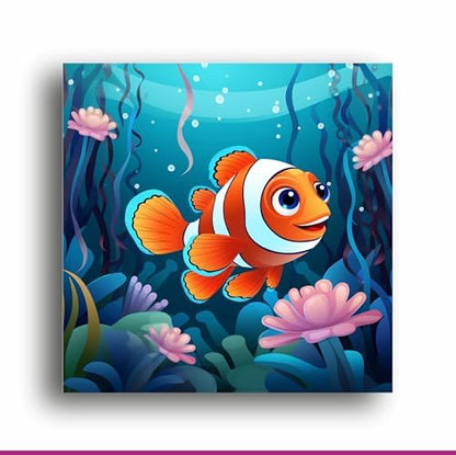 Art to Doors Enchanting Nemo: Captivating Illustration on Premium Canvas Print | Personalized Gift For Anniversary, Birthday, Wedding, Home Decor | Wall Frames For Home & Office (CanvasFrame,8x8Inch,)