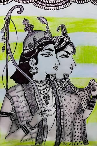 Heavenly Harmony: The Divine Pair | Artist Saloni Chaturvedi | Art Print | Personalized Gift For Anniversary, Home Decor | Wall Frames For Home Office Study Room Decor (Canvas Frame, 12x18 Inch)