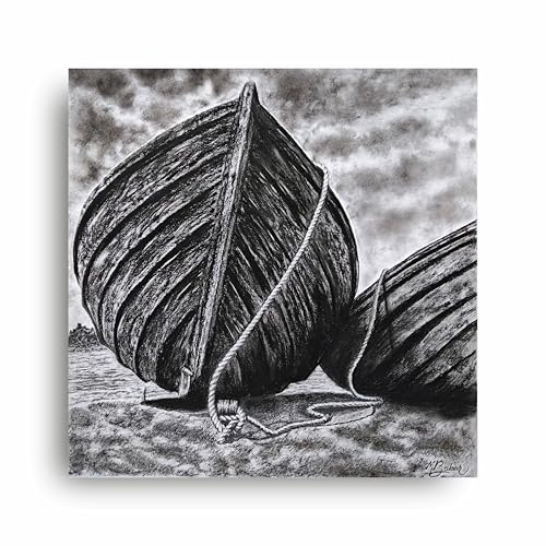 Art to Doors | Boat on the silent mode | Square | Artist Patel Mahendra babar | Home Decor | Wall Art | Gifts for Women | Gifts for Men | Canvas Frame