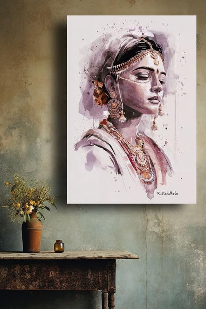 Art to Doors | Beautiful Indian Woman | Artist Riika Kandhola | Vertical | Art Prints | Home Decor | Wall Art | Gift Items | Canvas Frame