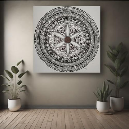 Art to Doors | Monochromatic black mandala | Square | Artist Evancy Grace | Home Decor | Wall Art | Gifts for Women | Gifts for Men | Canvas Frame