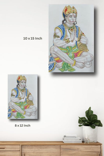 Art to Doors| Hanuman Ji Pencil Colour | Artist Anupam Kumari | Rectangle | Art Print | Home Decor | Wall Decor | Gift Items | Canvas Frame