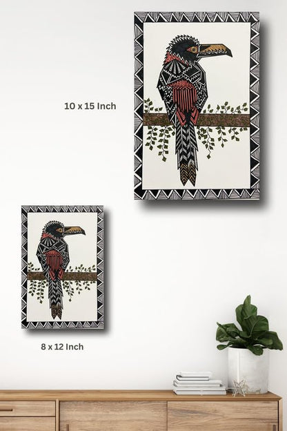 Art to Doors | Fiery Billed Aracari | Artist Puja Kumari | Vertical | Art Prints | Home Decor | Wall Art | Gift Items | Canvas Frame