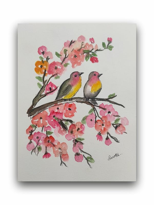 Art to Doors | Love Birds | Artist Swathi | Vertical | Art Prints | Home Decor | Wall Art | Gift Items | Canvas Frame