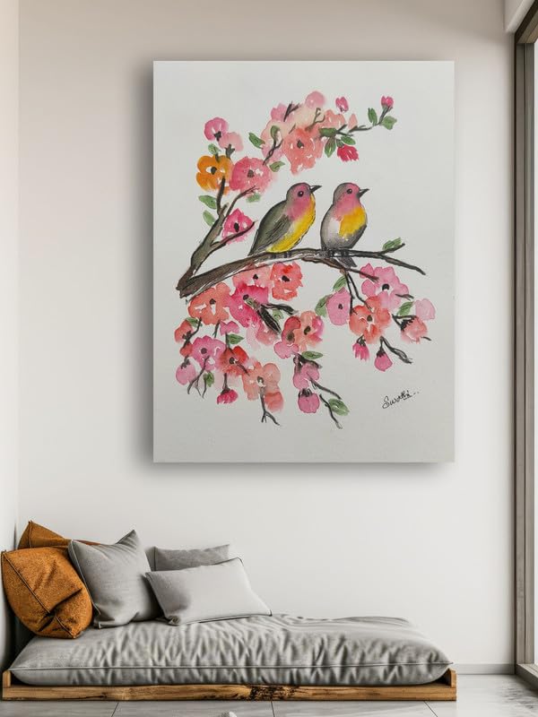 Art to Doors | Love Birds | Artist Swathi | Vertical | Art Prints | Home Decor | Wall Art | Gift Items | Canvas Frame