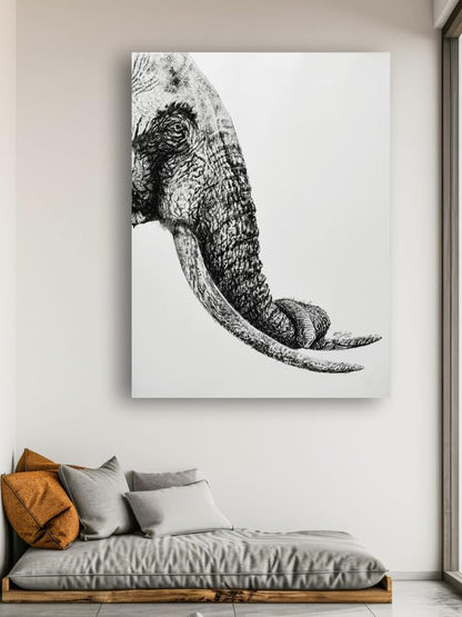 Art to Doors| The Elephant | Artist Patel Mahendra Babar | Rectangle | Art Print | Home Decor | Wall Decor | Gift Items | Canvas Frame