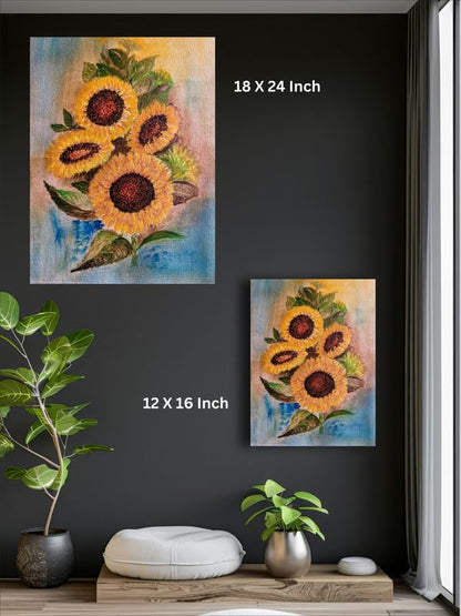 Art to Doors | Sunflowers | Artist Alka Mathur | Vertical | Art Print | Home Decor | Wall Decor | Gift Items | Wall Art | Canvas Frame