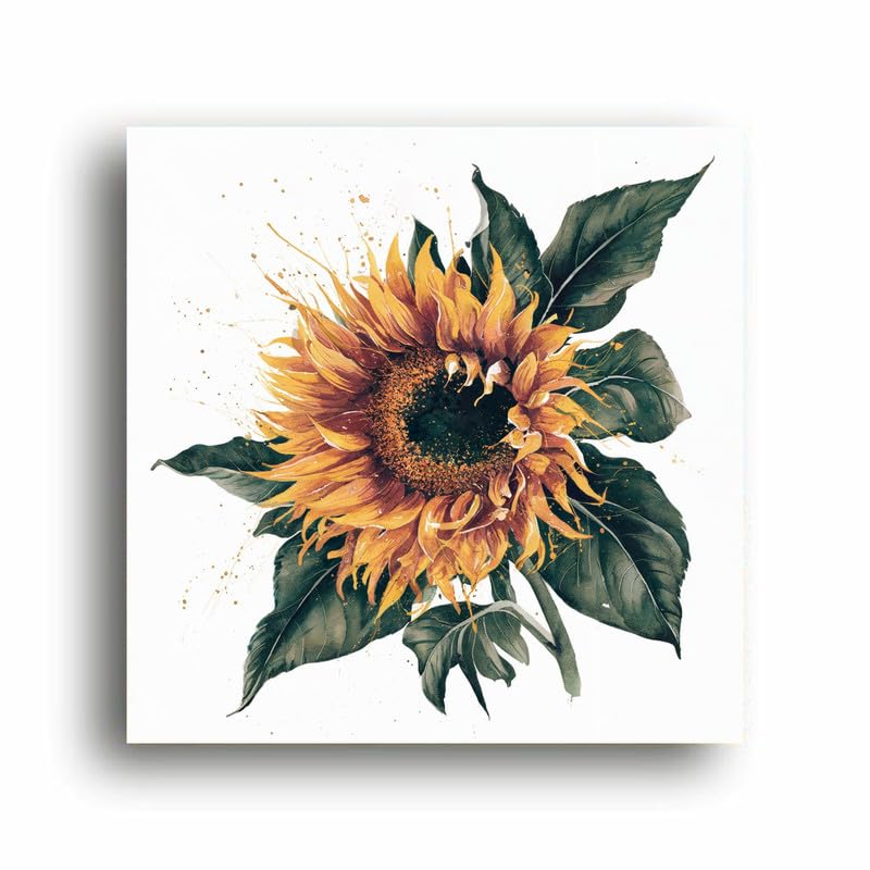 Art to Doors | Watercolour Sunflower | Square | Artist Riika Kandhola | Home Decor | Wall Art | Gifts for Women | Gifts for Men | Canvas Frame