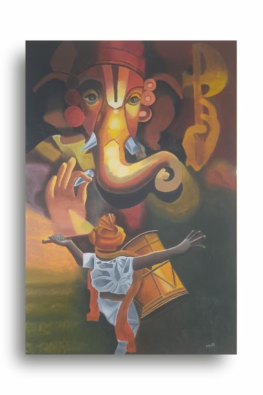 Art to Doors| Ganpati Painting | Artist Mansi Nanda | Rectangle | Art Print | Home Decor | Wall Decor | Gift Items | Canvas Frame