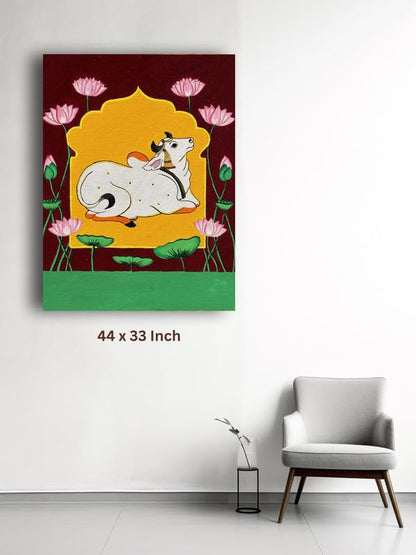 Art to Doors | Holy Cow of Pichwai Art | Artist Bhavika Kamatkar pote | Vertical | Art Prints | Home Decor | Wall Art | Gift Items | Canvas Frame