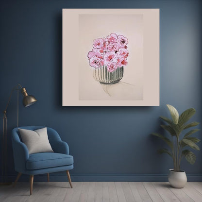 Art to Doors | Pink Blossoms In Pursuit | Square | Artist Prerna Ajwani | Home Decor | Wall Art | Gifts for Women | Gifts for Men | Canvas Frame