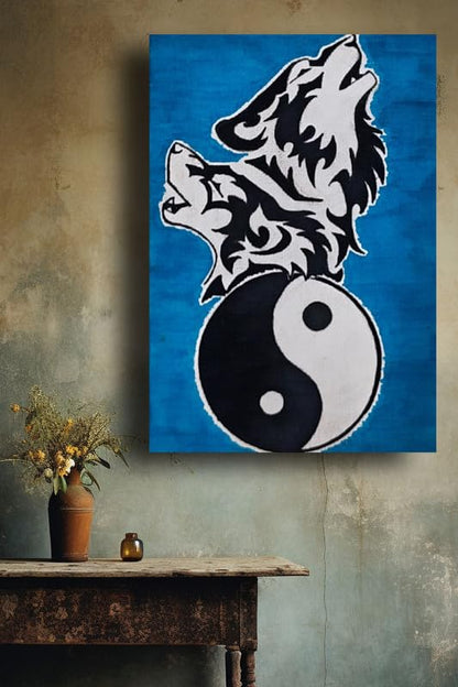 Art to Doors| Wolf Yin And Yang Art | Artist Rachel Joseph | Rectangle | Art Print | Home Decor | Wall Decor | Gift Items | Canvas Frame