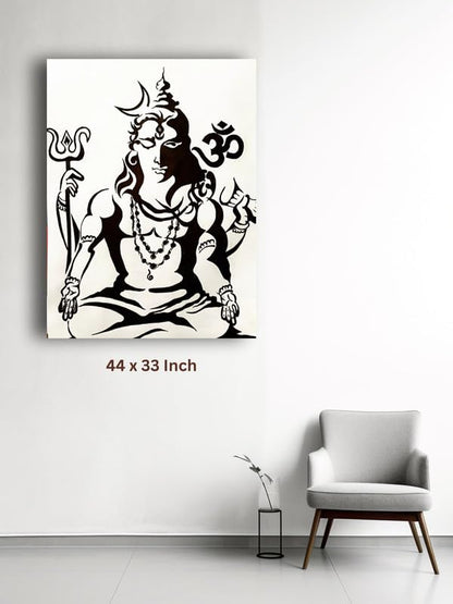 Art to Doors| Mahadev Pen Sketch | Artist Dr Avanti Ahirwar | Rectangle | Art Print | Home Decor | Wall Decor | Gift Items | Canvas Frame