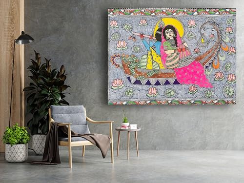 Art to Doors | Madhubani Art Radha Krishna | Artist Drasty Solanki | Horizontal | Art Prints | Home Decor | Gift Items | Wall Art | Canvas Frame