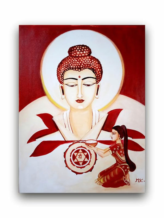 Art to Doors| Budhha | Artist Mamta Kumari | Rectangle | Art Print | Home Decor | Wall Decor | Gift Items | Canvas Frame