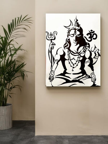 Art to Doors| Mahadev Pen Sketch | Artist Dr Avanti Ahirwar | Rectangle | Art Print | Home Decor | Wall Decor | Gift Items | Canvas Frame