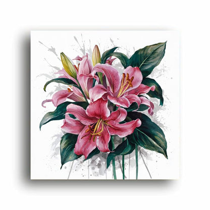 Art to Doors | Watercolour Lilium | Square | Artist Riika Kandhola | Home Decor | Wall Art | Gifts for Women | Gifts for Men | Canvas Frame