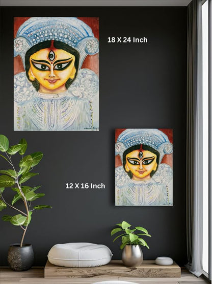 Art to Doors| Maa Durga | Artist Susmita Roy | Rectangle | Art Print | Home Decor | Wall Decor | Gift Items | Canvas Frame