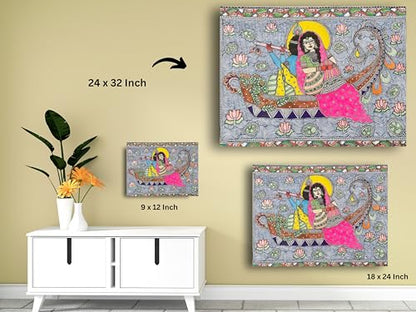 Art to Doors | Madhubani Art Radha Krishna | Artist Drasty Solanki | Horizontal | Art Prints | Home Decor | Gift Items | Wall Art | Canvas Frame