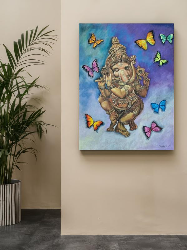 Art to Doors | Dancing Ganesha Acrylic | Artist Pinaki Bhattacharya | Rectangle | Art Print | Home Decor | Wall Decor | Gift Items | Canvas Frame