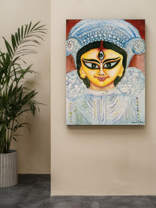 Art to Doors| Maa Durga | Artist Susmita Roy | Rectangle | Art Print | Home Decor | Wall Decor | Gift Items | Canvas Frame