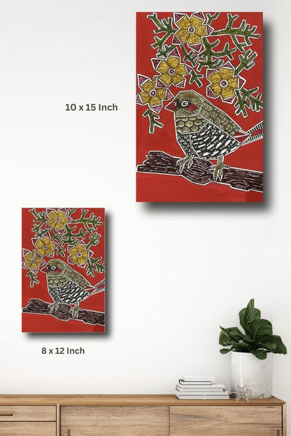 Art to Doors | Strawberry Finch | Artist Puja Kumari | Vertical | Art Prints | Home Decor | Wall Art | Gift Items | Canvas Frame