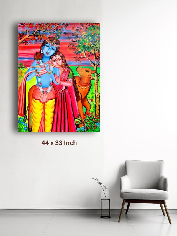 Art to Doors| Radha Krishan | Artist Mamta Kumari | Rectangle | Art Print | Home Decor | Wall Decor | Gift Items | Canvas Frame