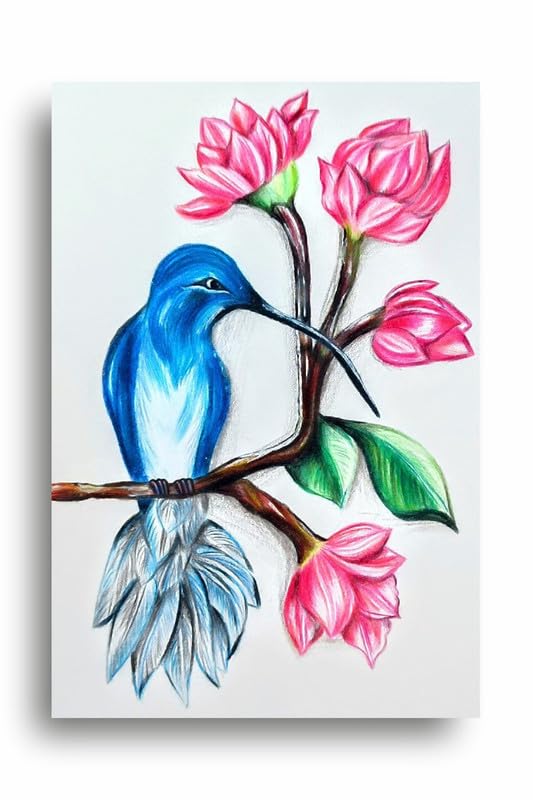 Art to Doors| Bluebird And Blossoms| Artist Kalakarish | Rectangle | Art Print | Home Decor | Wall Decor | Gift Items | Canvas Frame