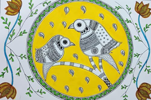 Art to Doors | Bird Madhubani Art | Artist Swati Vishwakarma | Horizontal | Art Prints | Home Decor | Gift Items | Wall Art | Canvas Frame