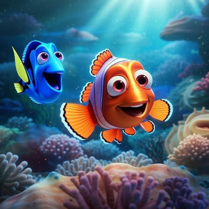 Art to Doors Nemo & Dory Underwater Adventure: Vibrant Canvas Print Illustration - Perfect Wall Decor! | Personalized Gift For Anniversary, Birthday, Wedding, Home Decor