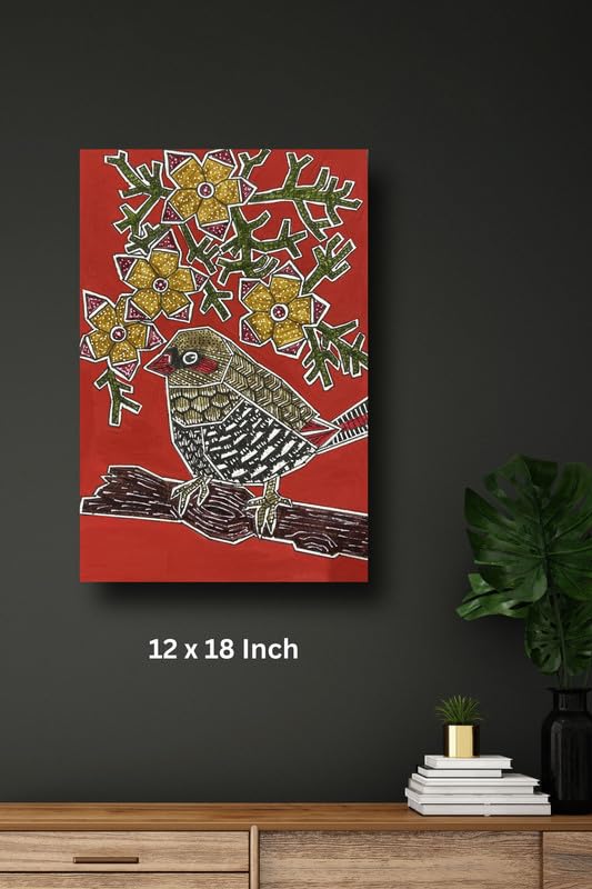 Art to Doors | Strawberry Finch | Artist Puja Kumari | Vertical | Art Prints | Home Decor | Wall Art | Gift Items | Canvas Frame