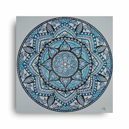 Art to Doors | Blue Monochromatic art | Square | Artist Evancy Grace | Home Decor | Wall Art | Gifts for Women | Gifts for Men | Canvas Frame