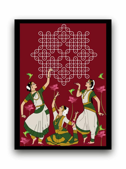 Art to Doors| Divine Dance of Tradition | Artist Mounika Botcha | Rectangle | Art Print | Home Decor | Wall Decor | Gift Items | Canvas Frame