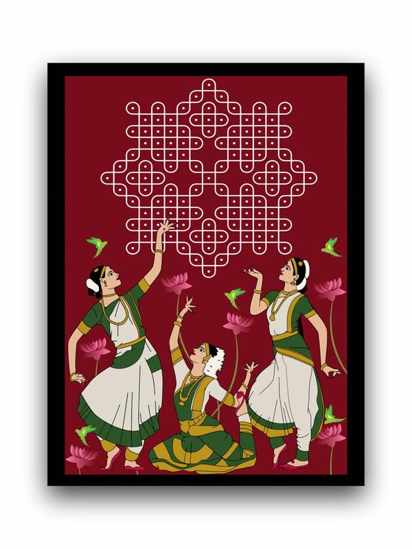 Art to Doors| Divine Dance of Tradition | Artist Mounika Botcha | Rectangle | Art Print | Home Decor | Wall Decor | Gift Items | Canvas Frame