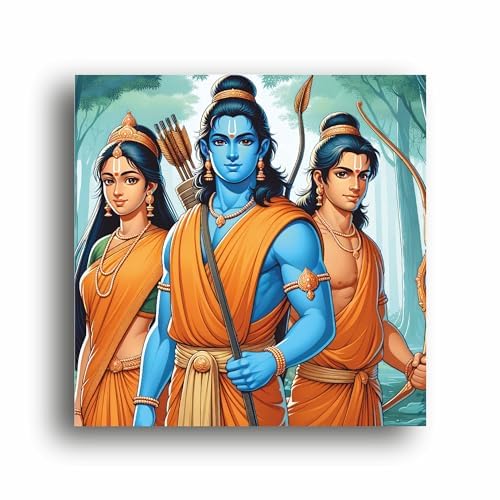 Divine Trio: Shree Ram, Lakshman & Sita Art Illustration - Spiritual Masterpiece | Personalized Gift For Anniversary, Birthday, Wedding, Home Decor