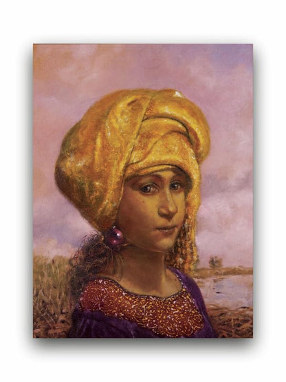 Art to Doors | Sweet Prava With Yellow Turban | Artist Arindam Gupta | Vertical | Art Print | Home Decor | Wall Decor | Gift Items | Wall Art