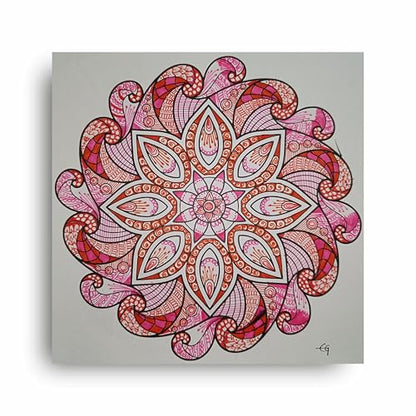 Art to Doors | Pink orange mandala art | Square | Artist Evancy Grace | Home Decor | Wall Art | Gifts for Women | Gifts for Men | Canvas Frame