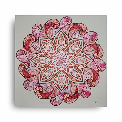 Art to Doors | Pink orange mandala art | Square | Artist Evancy Grace | Home Decor | Wall Art | Gifts for Women | Gifts for Men | Canvas Frame