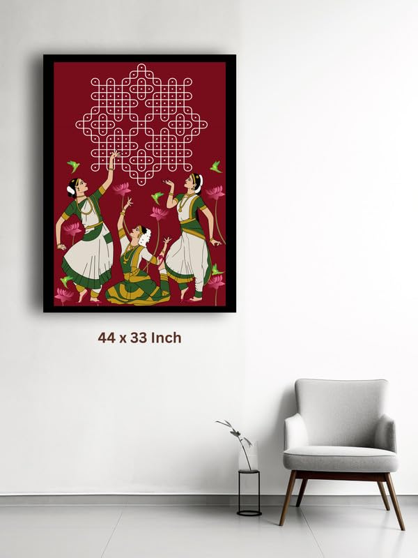 Art to Doors| Divine Dance of Tradition | Artist Mounika Botcha | Rectangle | Art Print | Home Decor | Wall Decor | Gift Items | Canvas Frame