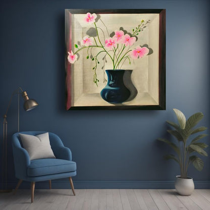 Art to Doors | The Flower Vase 3 D | Artist Sudesh Kundley | Square | Art Print | Home Decor | Wall Decor | Gifts for Women | Gifts for Men | Wall Art | Canvas Frame