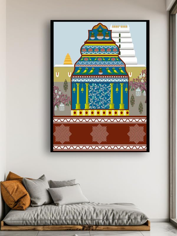 Art to Doors| Traditions of South India | Artist Mounika Botcha | Rectangle | Art Print | Home Decor | Wall Decor | Gift Items | Canvas Frame