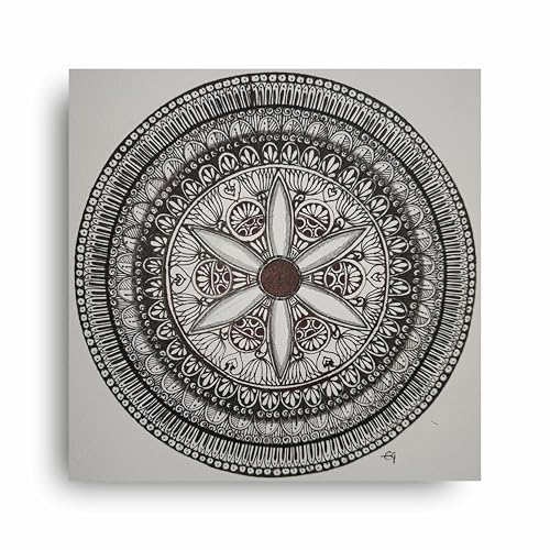 Art to Doors | Monochromatic black mandala | Square | Artist Evancy Grace | Home Decor | Wall Art | Gifts for Women | Gifts for Men | Canvas Frame