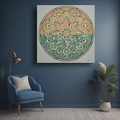 Art to Doors | Dual shaded Mandala art | Square | Artist Evancy Grace | Home Decor | Wall Art | Gifts for Women | Gifts for Men | Canvas Frame