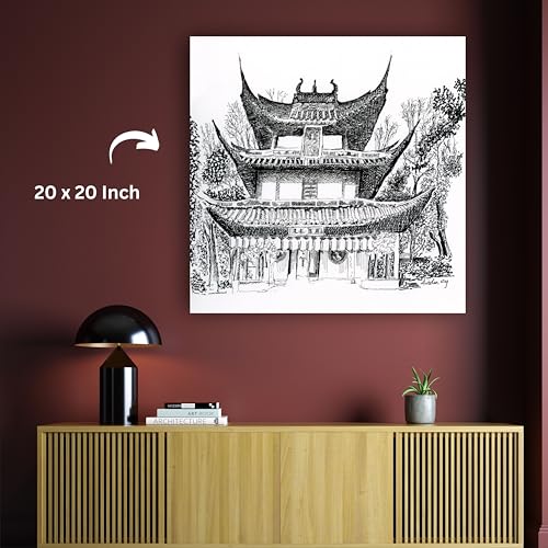 Art to Doors | Longhua Pagoda At Shanghai | Square | Artist Avishek Nag | Home Decor | Wall Art | Gifts for Women | Gifts for Men | Canvas Frame