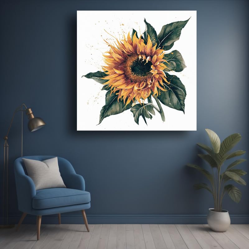 Art to Doors | Watercolour Sunflower | Square | Artist Riika Kandhola | Home Decor | Wall Art | Gifts for Women | Gifts for Men | Canvas Frame