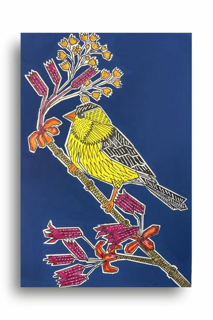 Art to Doors | Goldfinch | Artist Puja Kumari | Vertical | Art Prints | Home Decor | Wall Art | Gift Items | Canvas Frame