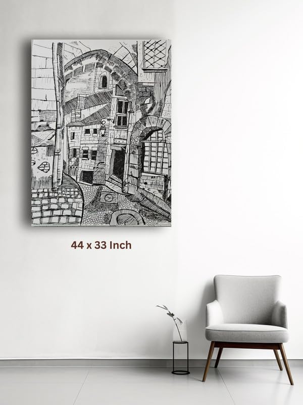 Art to Doors| European Street | Artist Shahina Akthar | Rectangle | Art Print | Home Decor | Wall Decor | Gift Items | Canvas Frame