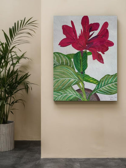 Art to Doors| Red Canna Lily | Artist Lovina Cano | Rectangle | Art Print | Home Decor | Wall Decor | Gift Items | Canvas Frame