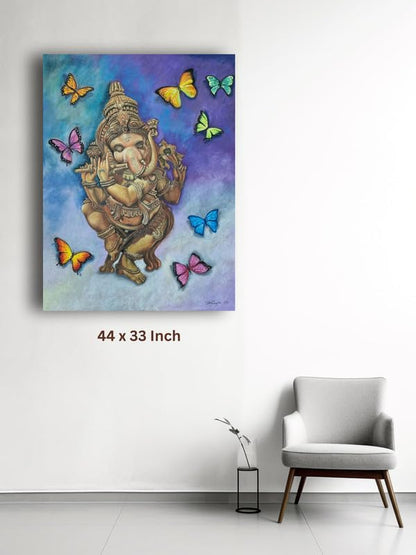 Art to Doors | Dancing Ganesha Acrylic | Artist Pinaki Bhattacharya | Rectangle | Art Print | Home Decor | Wall Decor | Gift Items | Canvas Frame