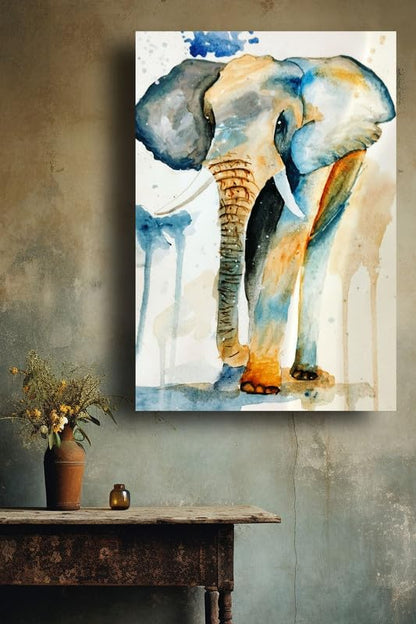 Art to Doors | Wild Life -The Elephant | Artist Sudesh Kundley | Vertical | Art Prints | Home Decor | Wall Decor | Gift Items | Wall Art | Canvas Frame